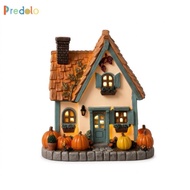 [Predolo] Vintage Light-up Pumpkin Cottage Freestanding Pumpkin Cottage Ornament Tabletop Decor Indo