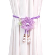 Adjustable Pearl Curtain Tieback Beautifully with Pearl Pendant Flowers Curtain Straps Exquisite Cur