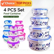 4 PCS Set Food Container With Lid Bekas Makanan Mangkuk Bertutup (Microwave/Freezer)