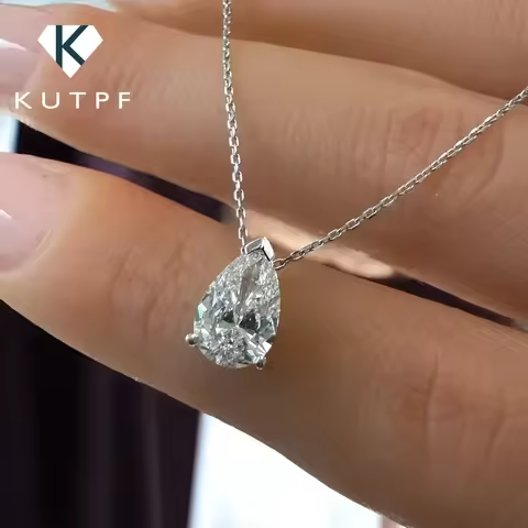 1/2/3/4CT Water Drop Moissanite Pendant Necklace for Women Certified 925 Silver Pear Cut Solitaire D