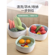 Ecoco Vegetable Wash Basin Drain Basket Multifunctional Kitchen Double Layer Water Filter Basket Veg