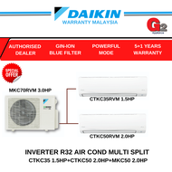 DAIKIN MULTI SPLIT INVERTER AIR CONDITIONING R32 (CTKC25RVM x 1+CTKC50RVM x 1+MKC70RVM x 1) - DAIKIN WARRANTY MALAYSIA