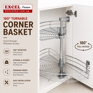 EXCEL 180 Degree Turnable Corner Basket Kitchen Cabinet Storage Organizer Polished Chrome
