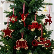 TOUCHMALL 1Pcs Christmas Hanging Decorations Red Velvet Flocked Garland Tree Christmas Party Decorat