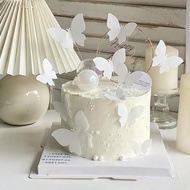 烘焙蛋糕裝飾蝴蝶威化紙糯米紙白色紙蝴蝶小仙女女生蛋糕插牌插件