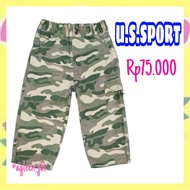 Celana Anak Cowok US Sport Celana Katun Motif Army Hijau