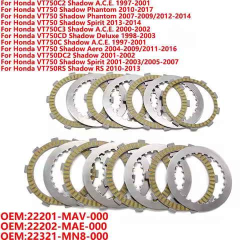Motor Clutch Friction Disc Plate Kit For Honda VT750C2 VT750 Shadow VT750C3 VT750CD VT750C For BENEL