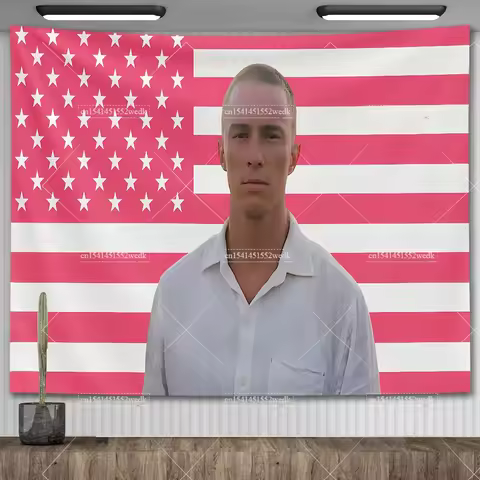 Drew Starkey Flags Pink USA America Tapestry Drew American Flag Starkey Tapestry Polyester Fabric De