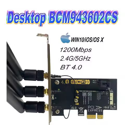 BCM943602CS Desktop Dual Band 802.11 AC PCI-E Wi-Fi Bluetooth 4.0 WLAN CARD