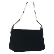 FENDI 黑色絲絨鏈條單肩包 正品 195236A