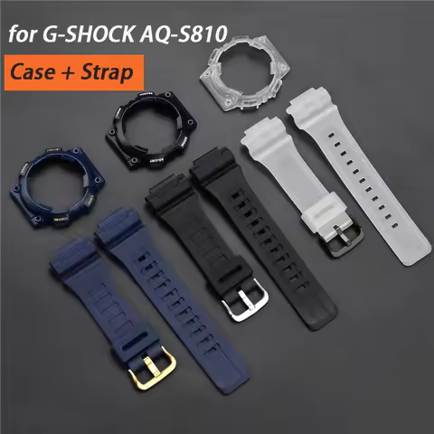 Case Strap for Casio G-SHOCK AQ-S810 AQ-S810W Matte Rubber Resin Protective Shell Bracelet Band Repl