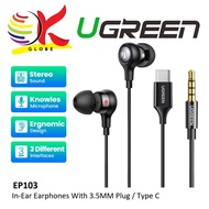 UGREEN EP103 IN-EAR EARPHONES WITH 3.5MM PLUG / TYPE C USB-C CONNECTOR EARBUDS HEADSET MICROPHONE MI
