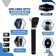 Mini Fiber Optic Otoscope – Black | LED Ear Scope for Professionals | 3X Magnification | 9 Reusable 