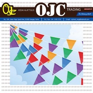 COLOURFULL TRIANGLE FLAGS PLASTIC 6.4 METER - 15PCS