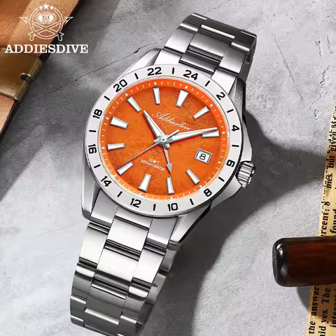 ADDIESDIVE reloj hombre AD2548 GMT Quartz Watch Sapphire Crystal BGW9 Luminous 200m Waterproof Swiss