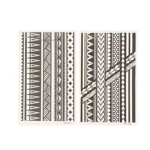 {MX} Fashion Geometric Pattern Arm Band Temporary Tattoo Waterproof Realistic Semi-Permanent Fake Ta