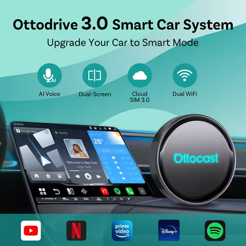 Ottocast P3 Pro Wireless Carplay Box Android Ai Box 8+128G Android Auto Box Supports Netflix Youtube