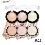 ขายดี พาเลทไฮไลท์ 3สี แต่งหน้าสดใส คอนทัวร์ กันน้ำ แป้งชิมเมอร์ ให้ความสว่างแก่ใบหน้า และร่างกาย No.