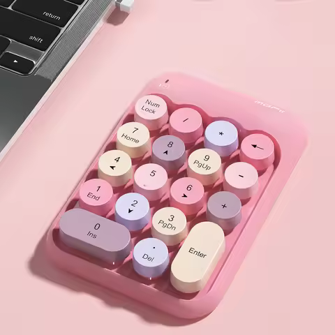 MOFii X910 Pink Macaron Wireless Numeric Keypad, Cute Round Keycaps, for Financial Office Laptops & 