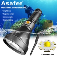 Asafee D170 Diving Flashlight Torch XHP90 LED 2000LM IPX8 Scuba Dive Torch UnderWater 100m Depth Wat