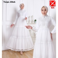 Kaftan Dress Muslimah Elegan Abaya Raya 2024 Viral Cantik Arabic Style Plus Size Jubah Putih Fashion fesyen Premium 825