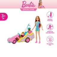 Barbie Stacie Racer Doll With Go-Kart Toy Car Dog Accessories & Sticker Sheet (HRM08)