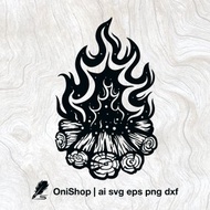 數碼 篝火 svg，篝火矢量，露營激光切割剪貼畫，Van Life svg，樁