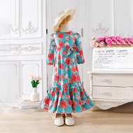 ML050 Jubah Kids Girl Dress 4Y-14Y Floral Print Jubah Budak Perempuan Kanak Kanak Jubah Long sleeve 