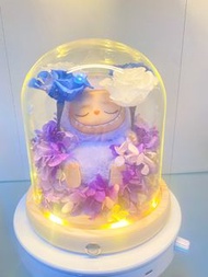 【現貨】Labubu主題 情人節禮物 畢業禮物 永生花玻璃瓶 保鮮花瓶 手作擺設 禮物 精品  figure 公仔花 西洋書法 可自訂公仔