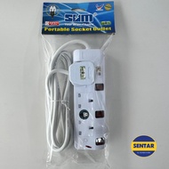 SUM 512N/513/N514N 2/3/4 WAY premium heavy duty Portable Extension Socket 2m With Malaysia SIRIM App