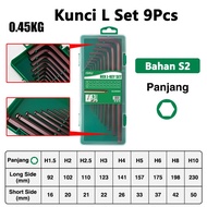 Kunci L Hex Ballpoint Set 9 pcs Ext Premium Kunci L Kombinasi Vanadium Chrome/KUNCI SATU SET MERK TE