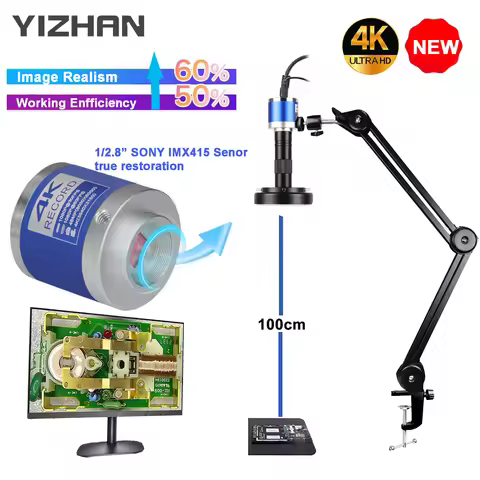 Yizhan 4K 48MP Full HD Industrial Microscope HDMI USB-C Microscope C-Mount Digital Camera PCB Weldin