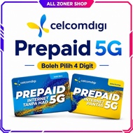 CelcomDigi Prepaid Simkad 5G Unlimited Internet & Call | Edisi Biru Kuning | Hotspot | Nombor 019 01