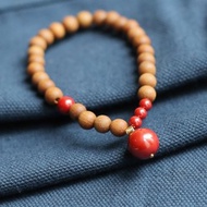 春秋手作 | 高含量硃砂 | 10mm帝王砂珠墜子 檀木手鏈 | 開運