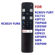RC802V FUR6 New  Google Assistant Voice Remote Control For TCL TV 55C715 43P715 55EP680 50P8 50p616