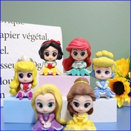 G2P 6pcs Disney Princess Action Figure Snow White Cinderella Belle Ariel Aurora Rapunzel Dolls Toys 