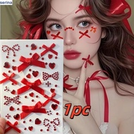 SERINA 3D Rhinestone Sticker, Shiny Waterproof Face Gem Sticker, Unique Bowknot Y2K Sparkling Face T