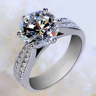 Luxury Classic Full CZ Diamond Ring Silver Color Womens Band Ring US Size 5-10