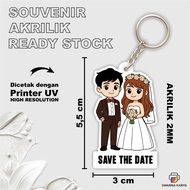 (SAVE THE DATE) ACRYLIC KEYCHAIN - CUTE WEDDING KEYCHAIN SOUVENIR - ACRYLIC KEYCHAIN SOUVENIR