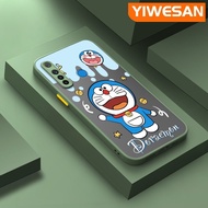 YIWESAN เคสปลอกสำหรับ Realme 5 5i 5S 6i 5 Pro เคสกรณีการ์ตูนครีมโดราเอมอนบางขอบ Frosted ใสฮาร์ดกรณีกันกระแทกปลอกเต็มปกปกป้องกรณี