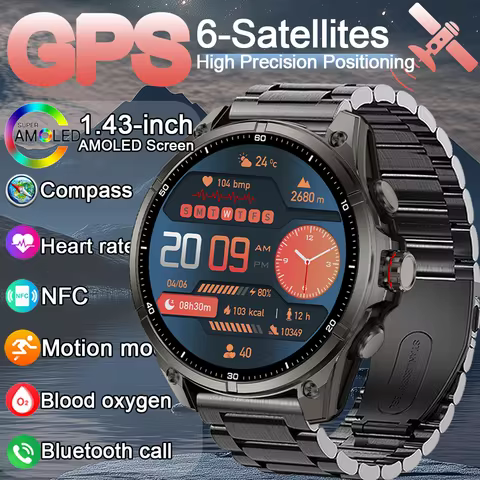2026 New T-REX GPS Smartwatch Men 466*466 AMOLED HD Precise GPS Compass Bluetooth Call Health Monito