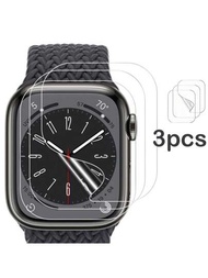 3入組超薄透明水凝膠螢幕保護貼,適用於apple Watch系列1/2/3/4/5/6/se/8/7,38/40/41/42/44/45/49mm