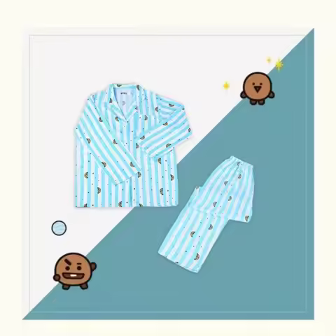 Summer New BT21 Pajamas Pants Anime Cartoon COOKY KOYA TATA RJ Cute Women Thin Long-Sleeved Pajamas 