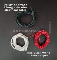Gauge 12 awg12 12awg Auto Wire Electrical Cable Red Black White Yellow Green Pure Copper sold per mt