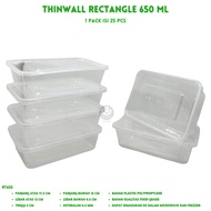Thinwall Rectangle 650 Food Container 650 ML (Contents 25 Pcs-RT650)