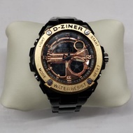 ♞,♘,♙D-ZINER Watch For Men Dual Time (Gold Bezel)