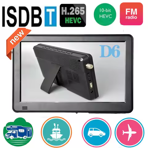 LEADSTAR Rechargeable D6 6 Inch 800*480 Portable Mini Tv With DVB-T2 ATSC ISDBT FM ATV USB Battery P