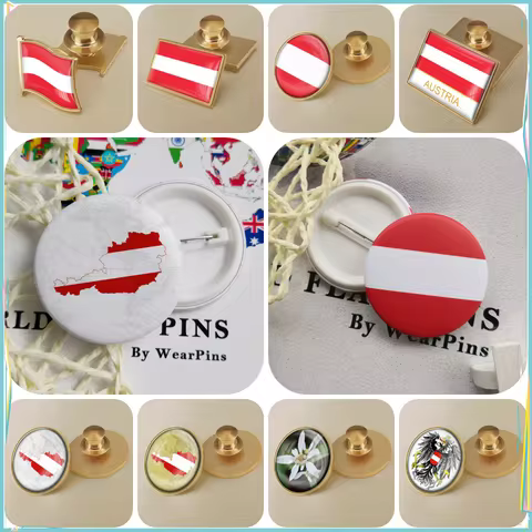 Austria Flag National Emblem Brooch Badges Lapel Pins