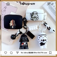 Jabra Elite 3 Case Cover Cartoon Star Wars Black Warrior Doll Keychain Pendant Jabra Elite 75T Silicone Soft Shell Protective Case Cartoon Ring Lanyard Jabra Elite Active 65T/85T Bluetooth Headset Case Protective Case