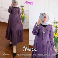 Promo Baju Gamis Wanita Neora Dress Midi Crinkle Jumbo Busui Polos